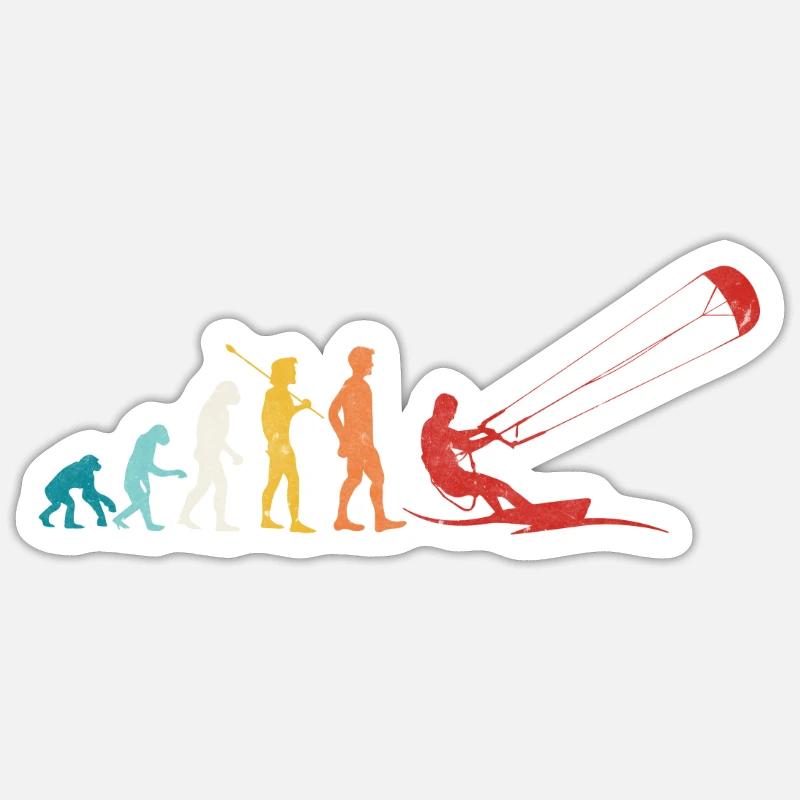 Retro Evolution Kite Surfing Funny Kite Boarding Sticker size S (10 x 10 cm)