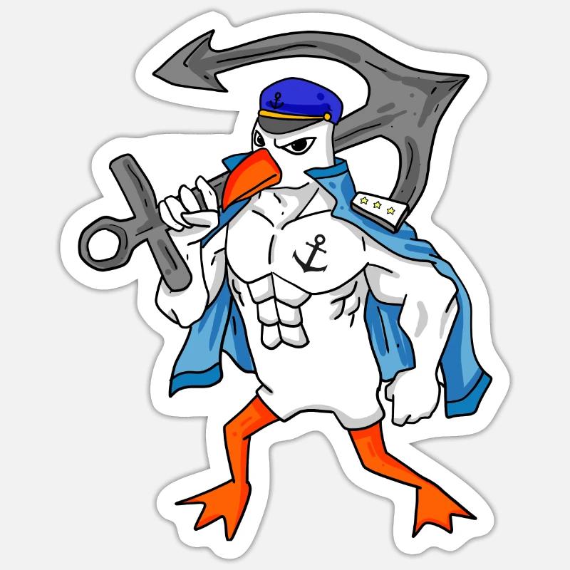 Möwe mit Anker Sticker Größe S (10 x 10 cm)