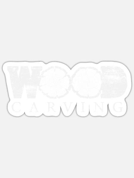 Holz Schnitzen Wood Working Schreiner Tischler - Sticker Größe S (10 x 10 cm) - Mattweiß