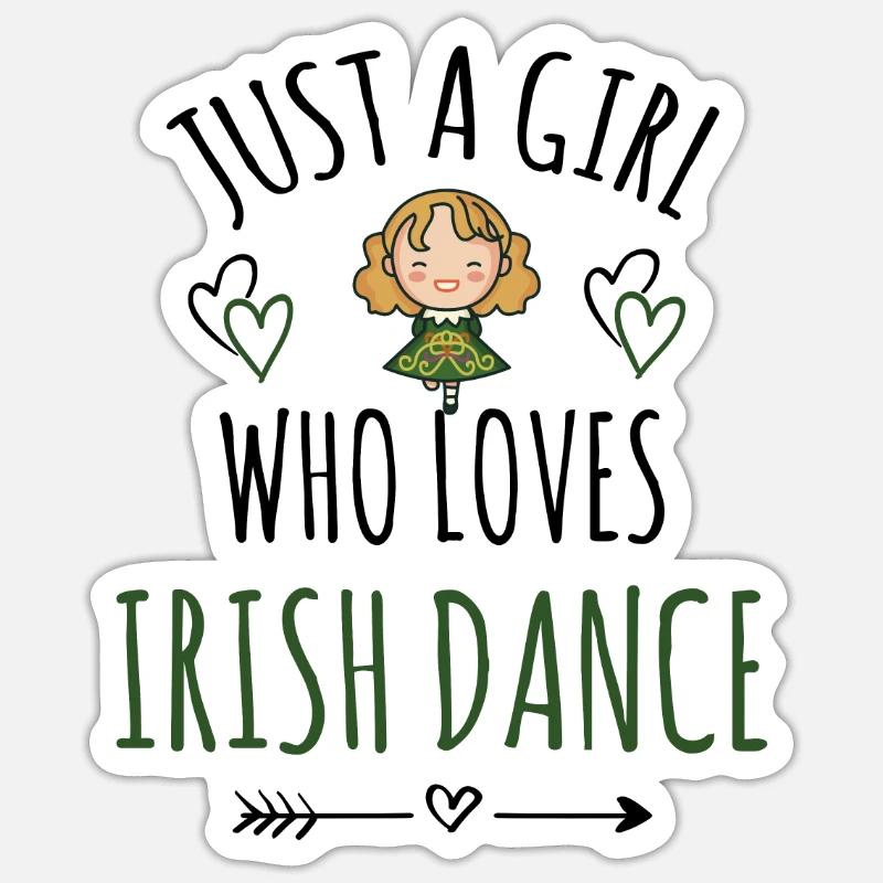 Irisches Tanzmädchen | Irish Dancing St. Patricks - Sticker Größe S (10 x 10 cm) - Mattweiß
