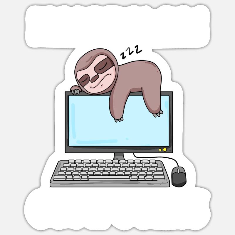 I work on computers Computer Nerd faul lustig - Sticker Größe S (10 x 10 cm) - Mattweiß