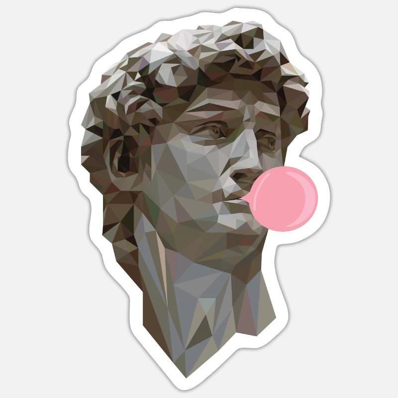DAVID MICHELANGELO with chewing gum statue art - Sticker size S (10 x 10 cm) - white matte