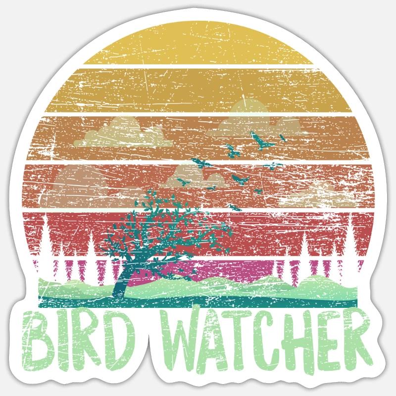 Les observateurs des oiseaux - Sticker taille S (10 x 10 cm) - blanc mat