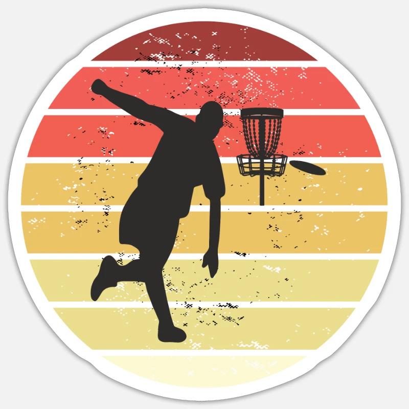 Disc Golf Retro Discgolfkorb +Geschenk Discgolf Sticker Größe S (10 x 10 cm)