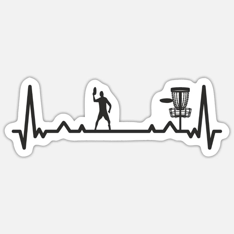 Disc Golf Heartbeat Disc Golf Basket as a gift - Sticker size S (10 x 10 cm) - white matte