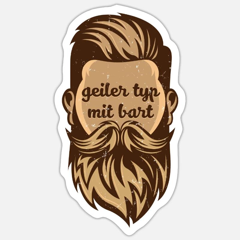 Geiler Typ mit Bart Herren Bartträger Echter Mann Sticker Größe S (10 x 10 cm)