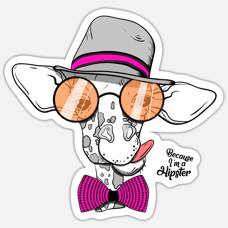 Hipster giraffe - Sticker size S (10 x 10 cm) - white matte