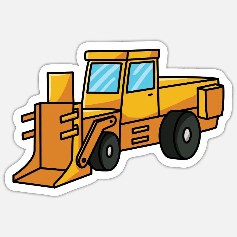 Bagger Schieber Baustelle Bagger Bauarbeiter Sticker Größe S (10 x 10 cm)
