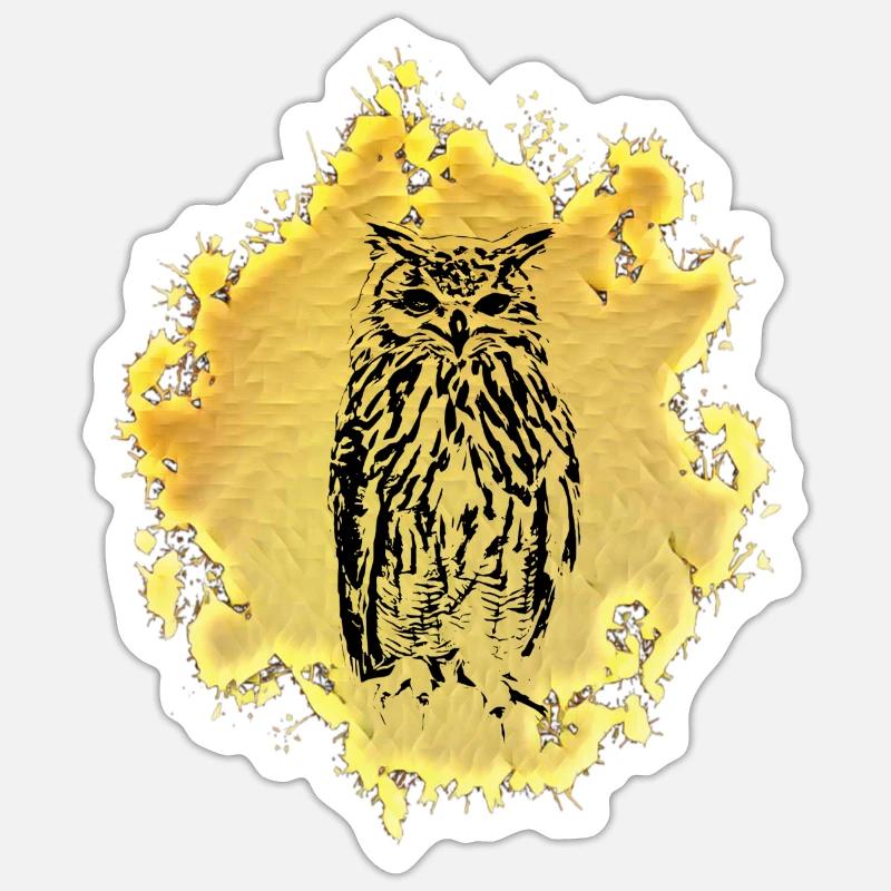 Hiboux - Sticker taille S (10 x 10 cm) - blanc mat