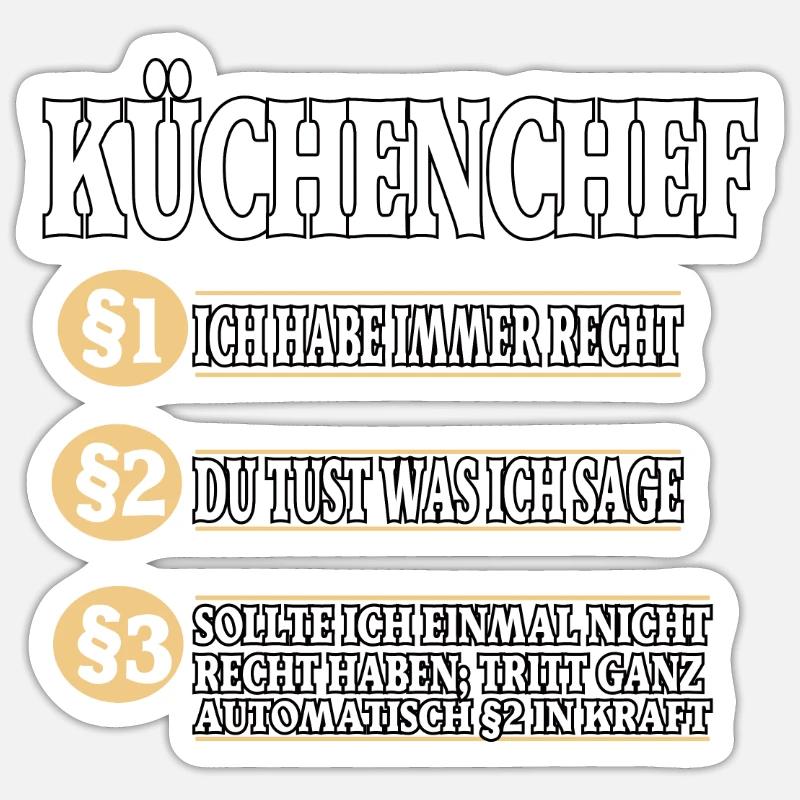 Küchenchef Koch Kochen - Sticker Größe S (10 x 10 cm) - Mattweiß
