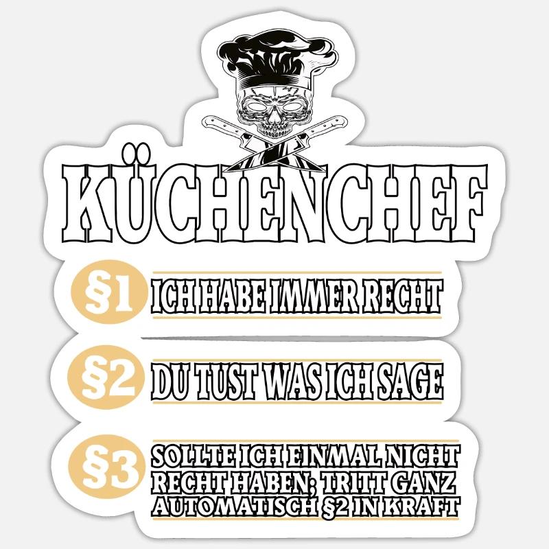 Küchenchef Koch Kochen - Sticker Größe S (10 x 10 cm) - Mattweiß