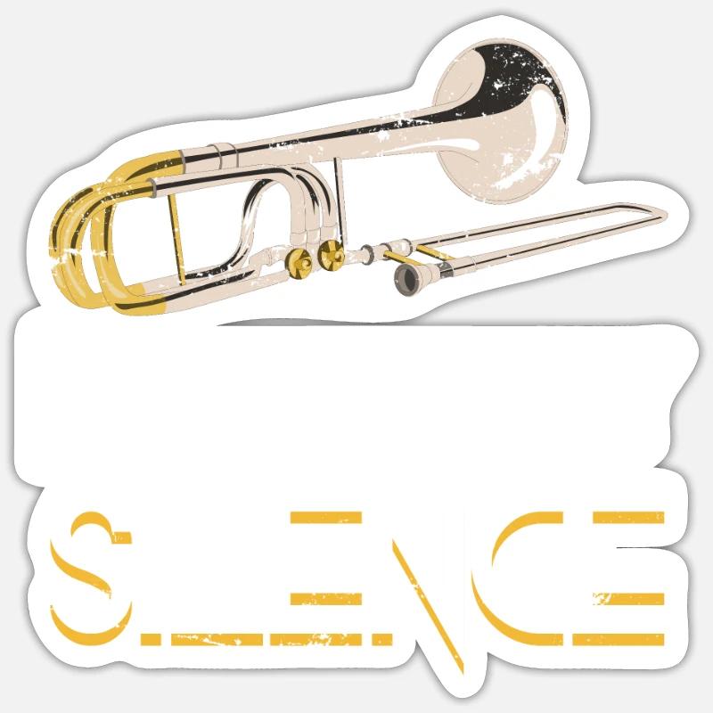 trombone - Sticker size S (10 x 10 cm) - white matte