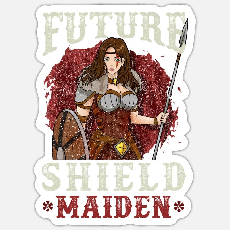 Wikinger Mädchen Geschenk - Future Shield Maiden Sticker Größe S (10 x 10 cm)