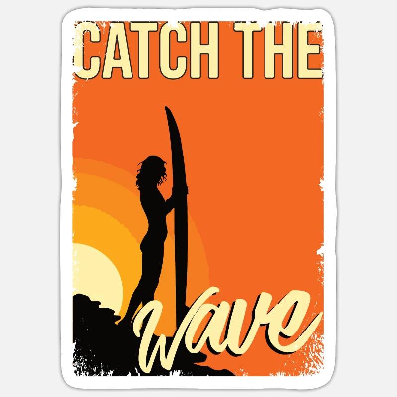 surfant - Sticker taille S (10 x 10 cm) - blanc mat