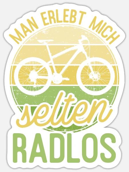 Man erlebt mich selten Radlos - MTB Mountainbike - Sticker Größe S (10 x 10 cm) - Mattweiß