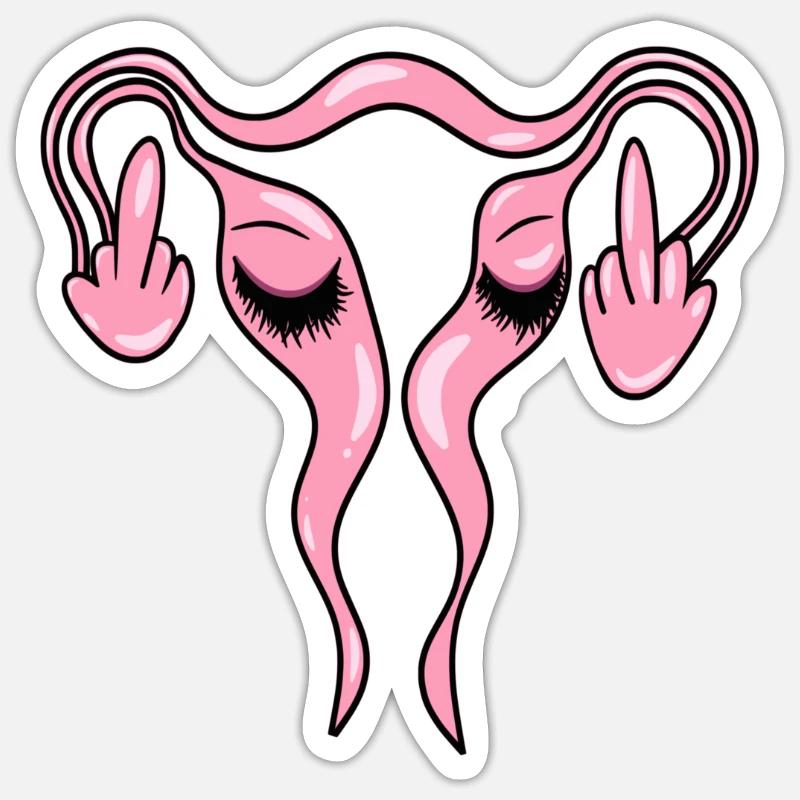 FCK Uterus - Eierstöcke mit Wimpern Sticker Größe S (10 x 10 cm)