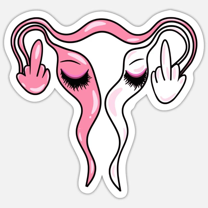 Eierstöcke / Gebärmutter mit Lashes - Sticker Größe S (10 x 10 cm) - Mattweiß
