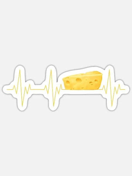 Cheese Heartbeat Funny Family Cheese Lover EKG - Sticker Größe S (10 x 10 cm) - Mattweiß