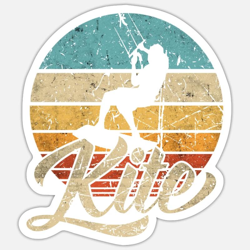 KITE Kite Kite kite kite surf retro - Sticker taille S (10 x 10 cm) - blanc mat