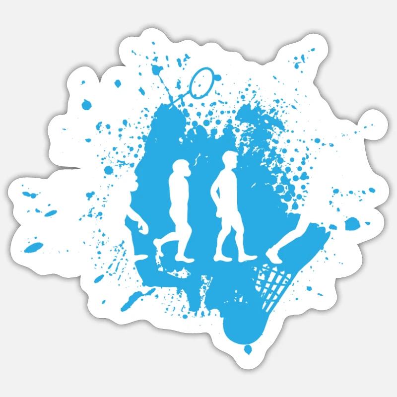 Évolution du badminton - Sticker taille S (10 x 10 cm) - blanc mat