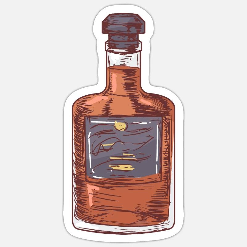 Braune Schnapsflasche mit Deckel Sticker Größe S (10 x 10 cm)