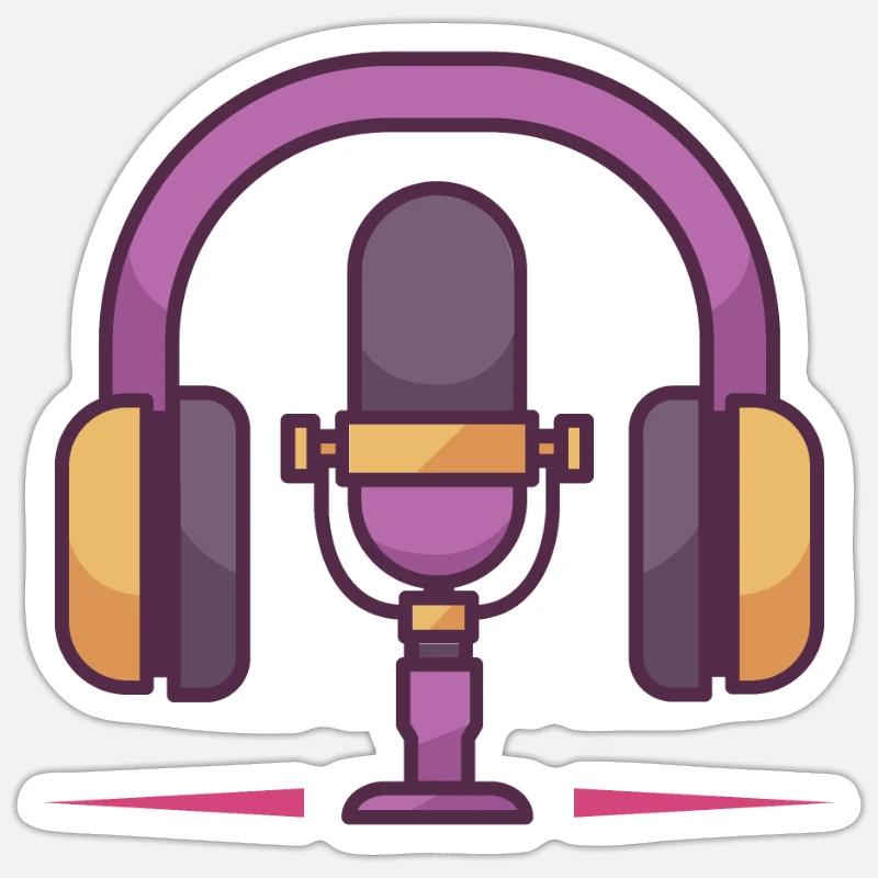 Ensemble microphone et casque - Sticker taille S (10 x 10 cm) - blanc mat
