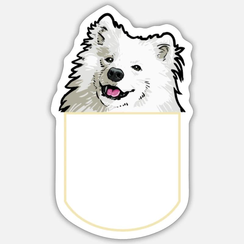 Samojeden In Der Brusttasche Hunde Geschenkidee - Sticker Größe S (10 x 10 cm) - Mattweiß