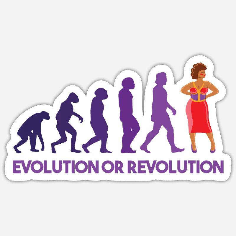 Drag queen evolution or revolution - Sticker size S (10 x 10 cm) - white matte