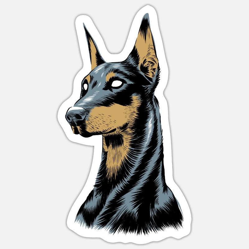Doberman - Sticker taille S (10 x 10 cm) - blanc mat