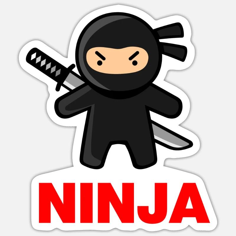 Ninja mignon - Sticker taille S (10 x 10 cm) - blanc mat