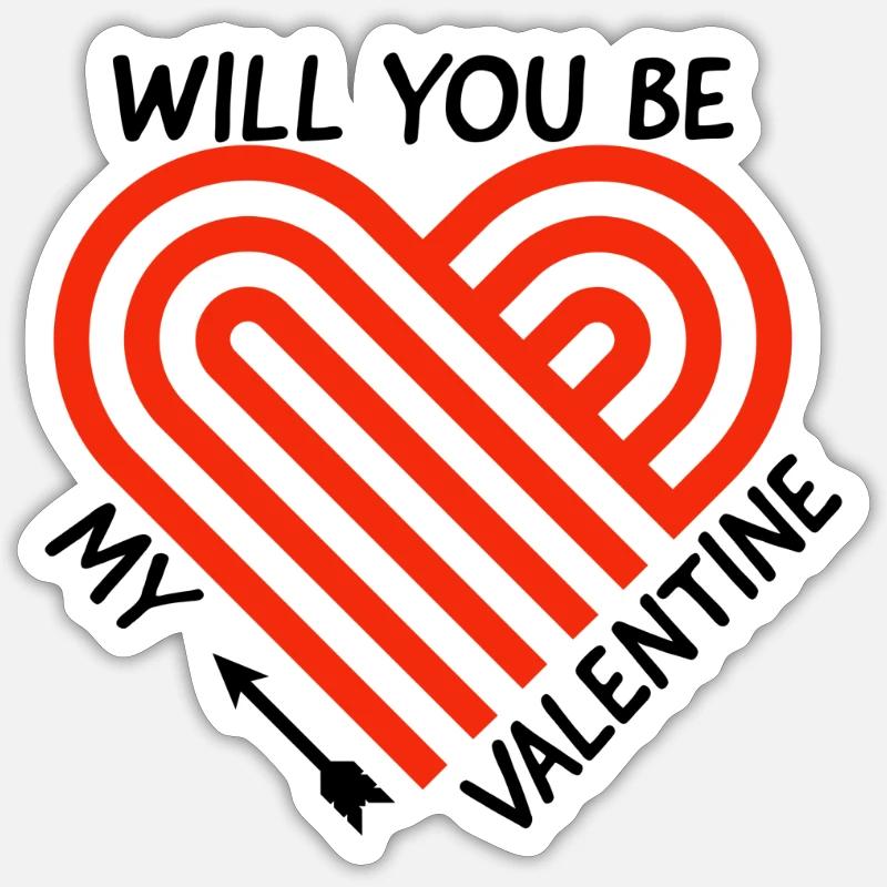 Saint-Valentin, Saint-Valentin, Saint-Valentin - Sticker taille S (10 x 10 cm) - blanc mat