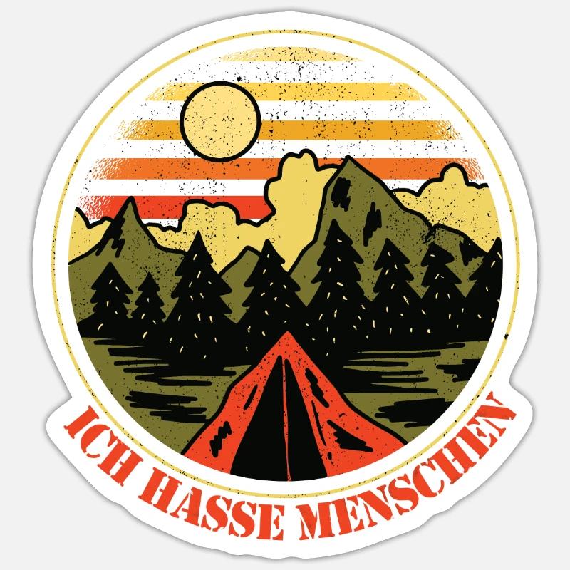 I hate people - camping forest, tent & moon Sticker size S (10 x 10 cm)