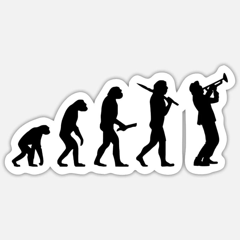 Evolution Trompete Blasmusik Musiker Geschenk Band Sticker Größe S (10 x 10 cm)