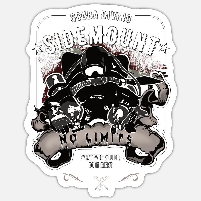 Sidemount Diving Cave Diving Gift No Limits Sticker taille S (10 x 10 cm)