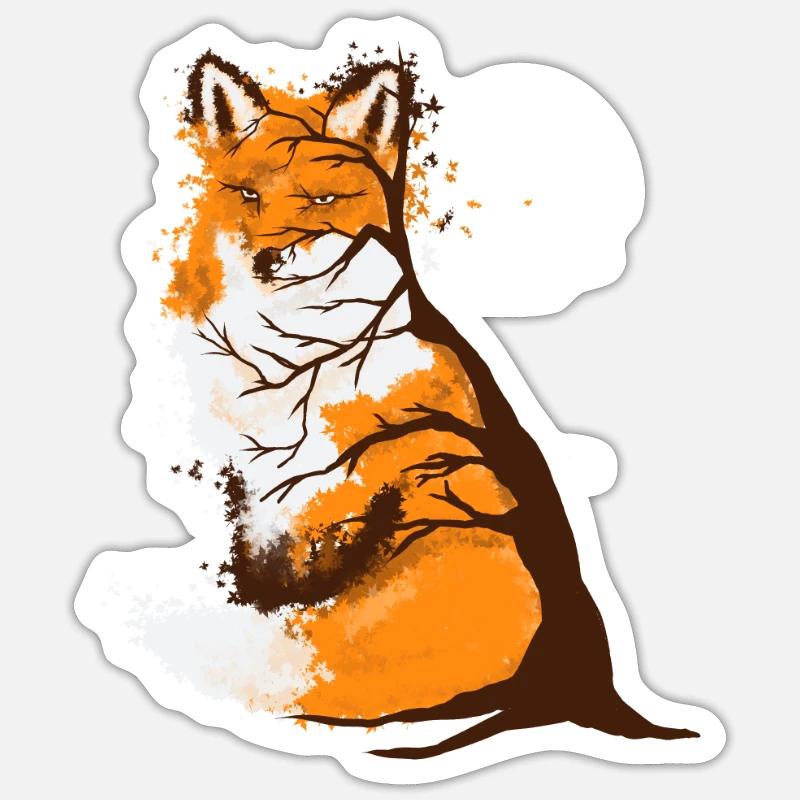 Red fox fall design for wildlife lovers - Sticker size S (10 x 10 cm) - white matte
