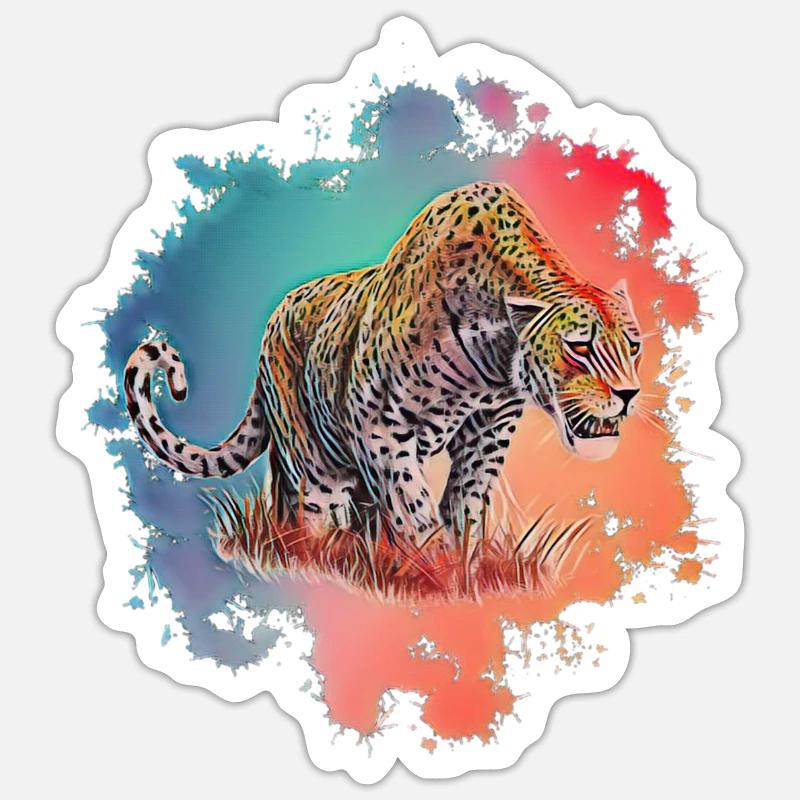 Léopard - Sticker taille S (10 x 10 cm) - blanc mat