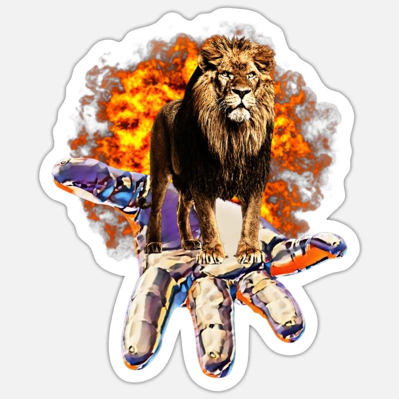 Löwe - Sticker Größe S (10 x 10 cm) - Mattweiß