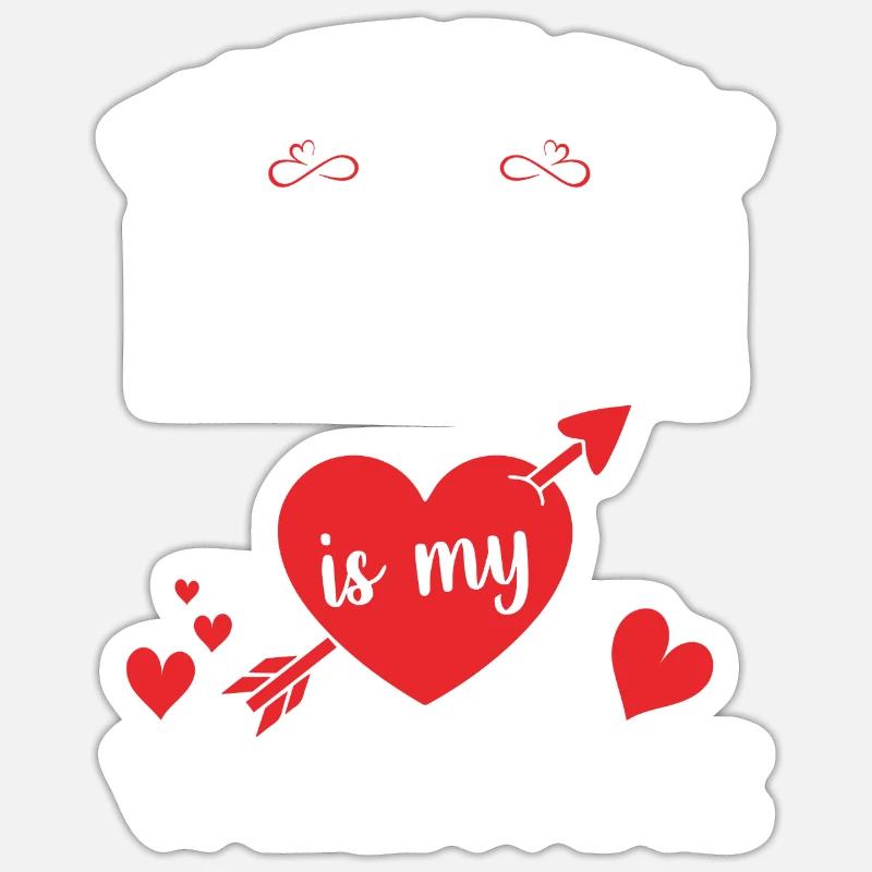 Ma maman est ma valentine - Sticker taille S (10 x 10 cm) - blanc mat