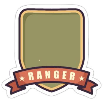 Badge de Ranger - Sticker taille S (10 x 10 cm) - blanc mat - Devant