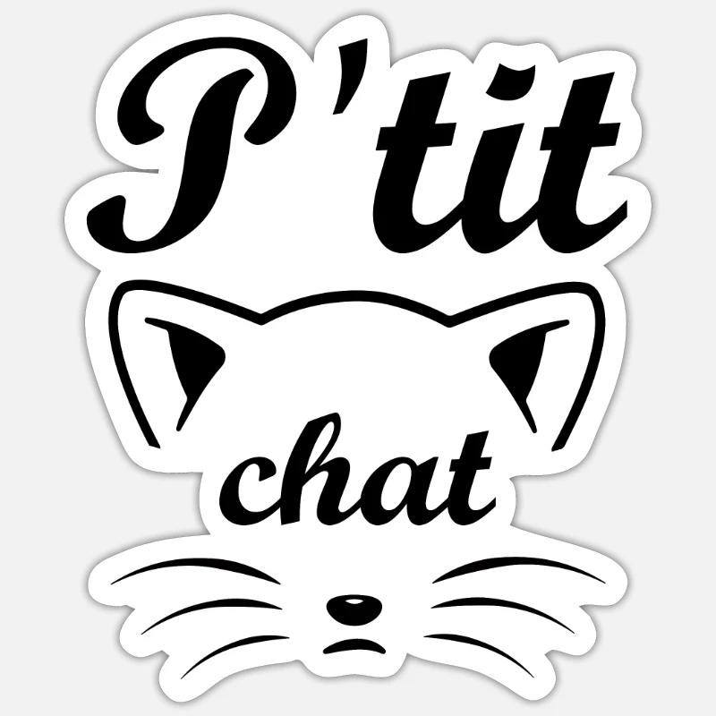 p'tit chat pull claire - Sticker taille S (10 x 10 cm) - blanc mat