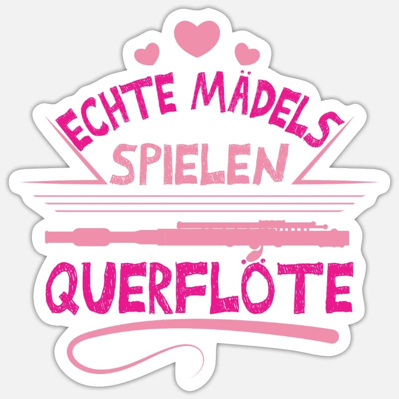 Querflöte Mädels Sticker Größe S (10 x 10 cm)