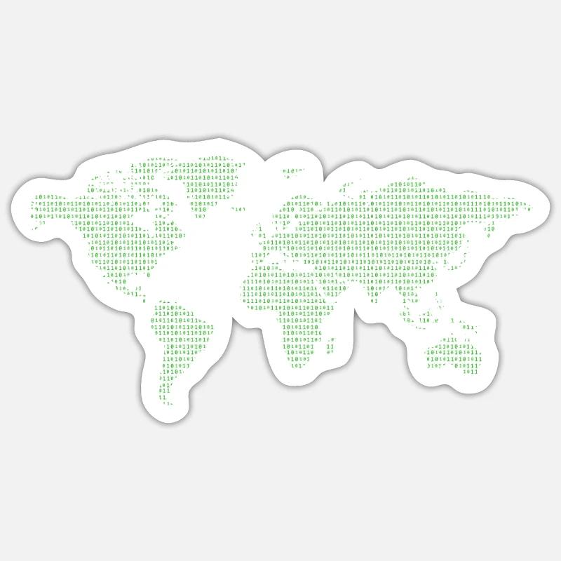 Binärcode Binär Weltkarte Welt Code - Sticker Größe S (10 x 10 cm) - Mattweiß