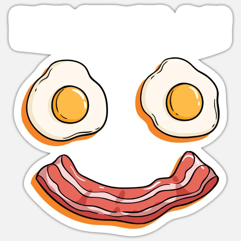 Powered By Eggs And Bacon - Fried Egg Breakfast - Sticker size S (10 x 10 cm) - white matte