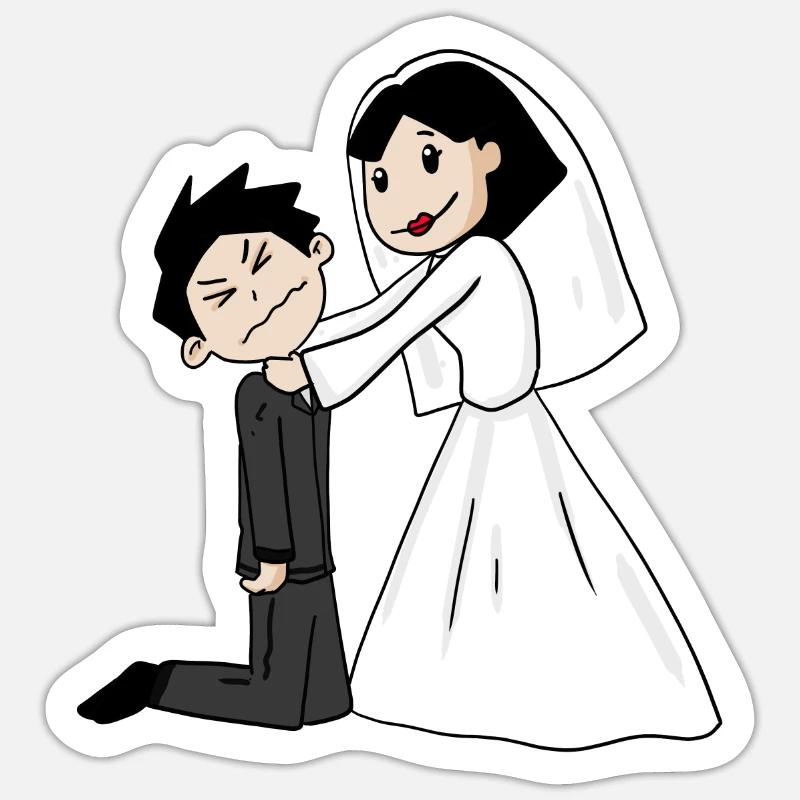 Married funny - Sticker size S (10 x 10 cm) - white matte