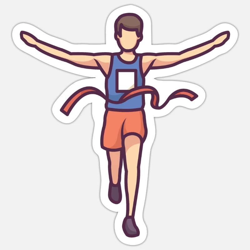 Marathonläufer - Sticker Größe S (10 x 10 cm) - Mattweiß