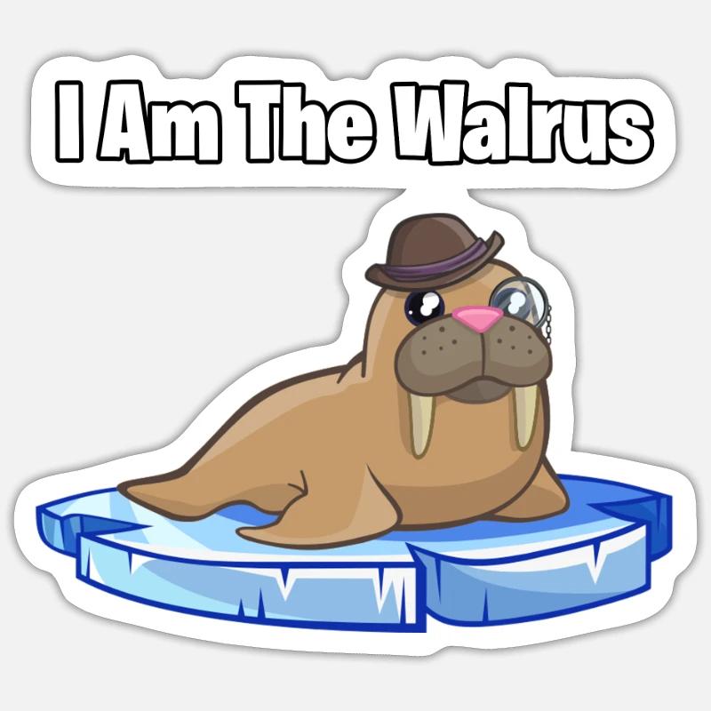 Ich bin das Walross - ich bin das Walross - Sticker Größe S (10 x 10 cm) - Mattweiß