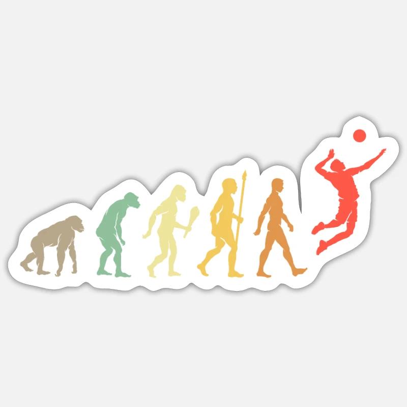 Vintage Volleyball Evolution Game Idée cadeau - Sticker taille S (10 x 10 cm) - blanc mat