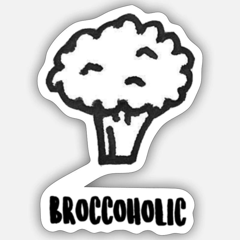 broccoholic - Sticker taille S (10 x 10 cm) - blanc mat