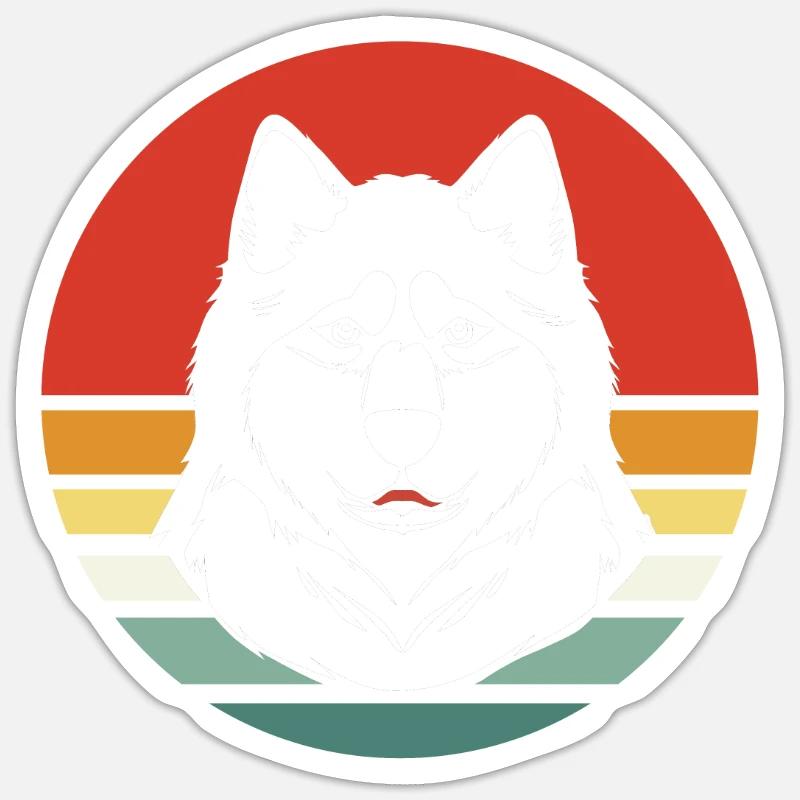 Chien de traîneau Malamute - Sticker taille S (10 x 10 cm) - blanc mat