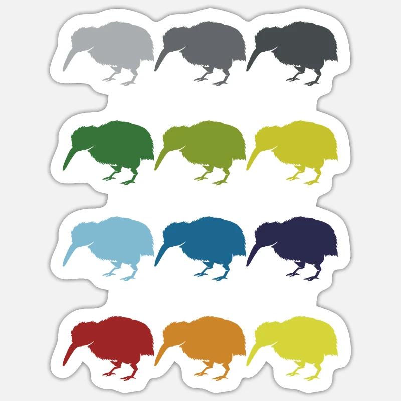 Neon Pop Art Retro Kiwi oiseau de course Idée cadeau - Sticker taille S (10 x 10 cm) - blanc mat